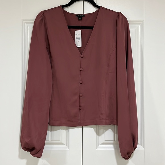 Ann Taylor Mauve Balloon Sleeve Blouse - Picture 1 of 6
